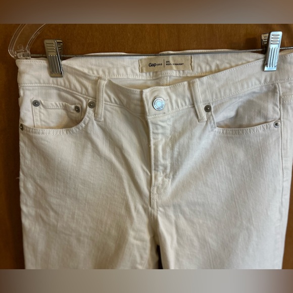 Gap Real Straight Jeans Womens 28L White Denim 1969 Skinny Leg Classic Core Y2K - Picture 10 of 12